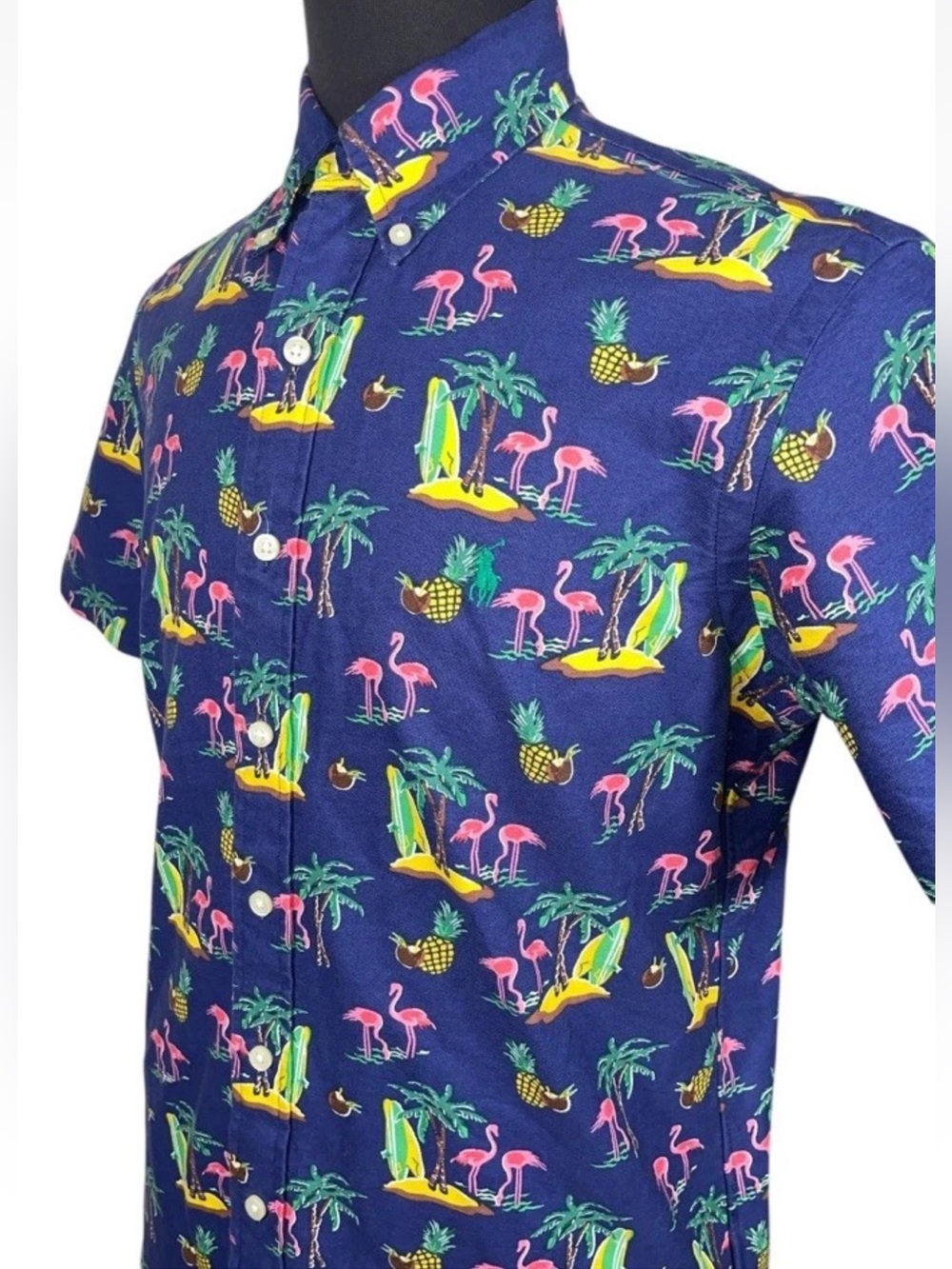 CURRENT POLO RALPH LAUREN FLAMINGO PINEAPPLE PARADISE THEME AOP OCBD SHIRT SZ S